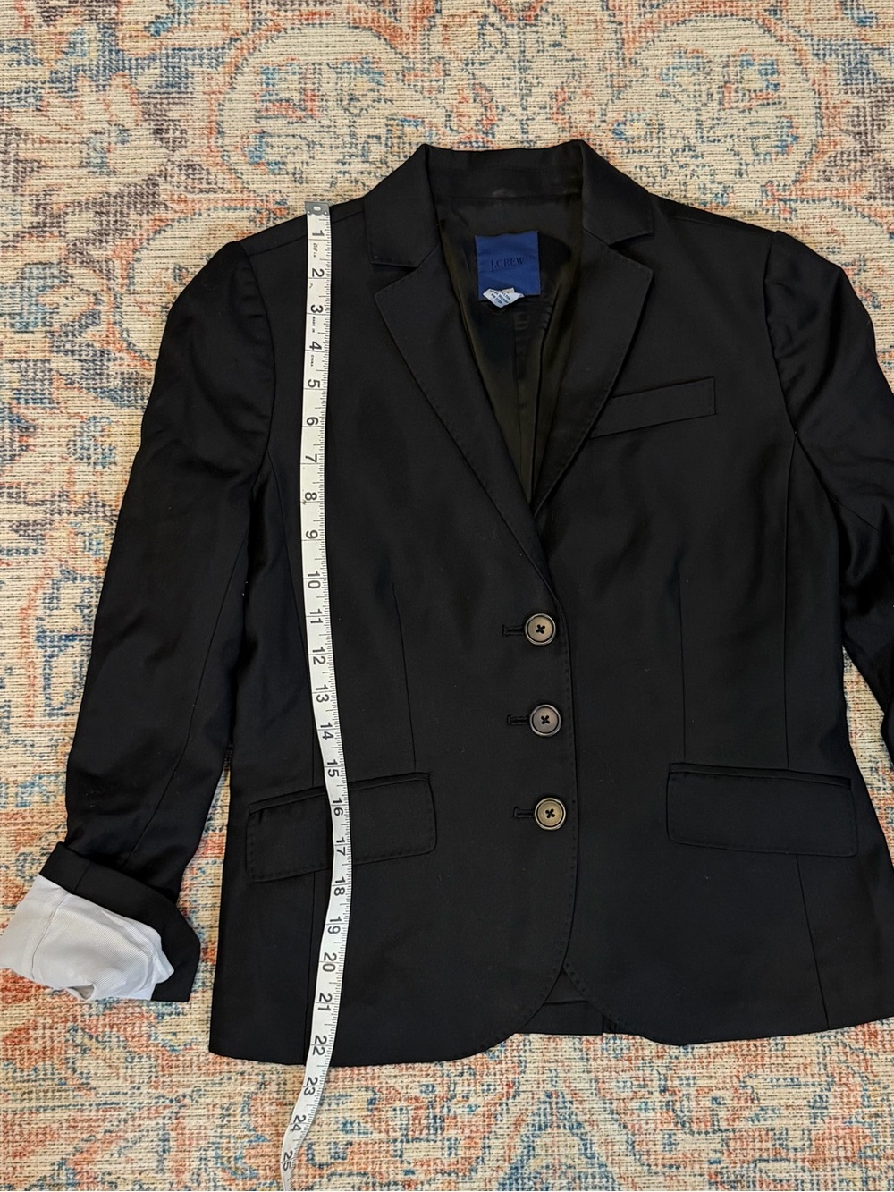 J.Crew Vintage Black 100% Wool Blazer 3 Button Tailored Old Money Size 4 S - Picture 6 of 9